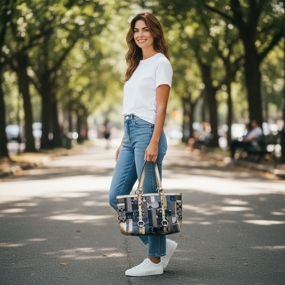 COACH - Signature Carly Patchwork Denim
Leather Shoulder - Picture 7 of 7